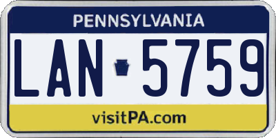 PA license plate LAN5759