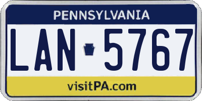 PA license plate LAN5767