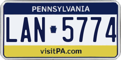 PA license plate LAN5774