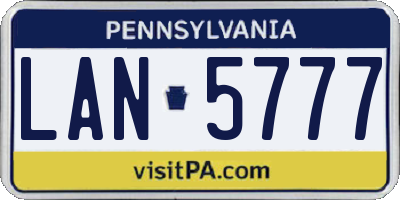 PA license plate LAN5777