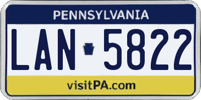 PA license plate LAN5822