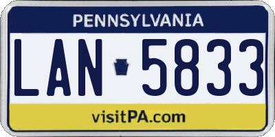PA license plate LAN5833