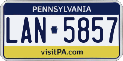 PA license plate LAN5857