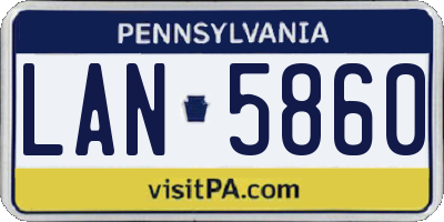 PA license plate LAN5860