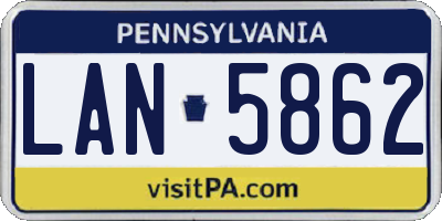 PA license plate LAN5862