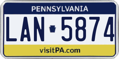 PA license plate LAN5874