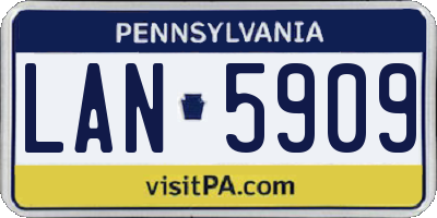 PA license plate LAN5909
