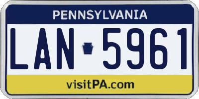 PA license plate LAN5961