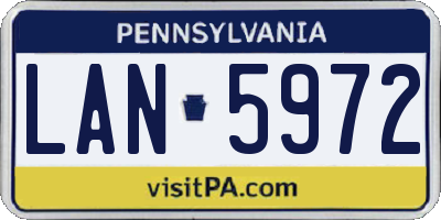 PA license plate LAN5972