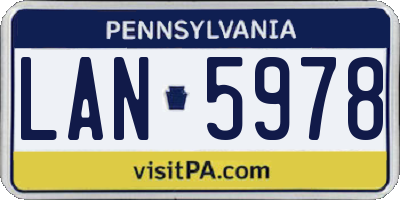 PA license plate LAN5978