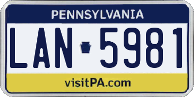 PA license plate LAN5981