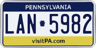 PA license plate LAN5982