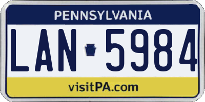 PA license plate LAN5984
