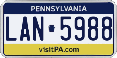 PA license plate LAN5988