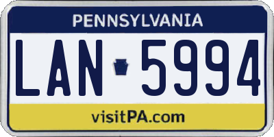 PA license plate LAN5994