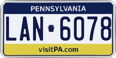 PA license plate LAN6078