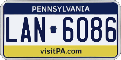 PA license plate LAN6086