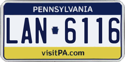 PA license plate LAN6116