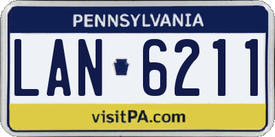 PA license plate LAN6211