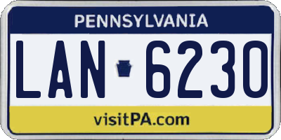 PA license plate LAN6230