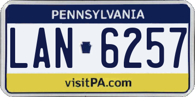 PA license plate LAN6257