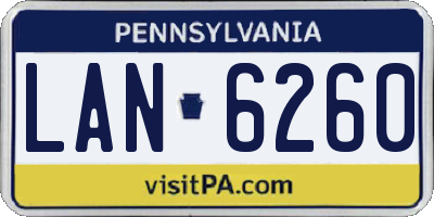 PA license plate LAN6260