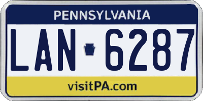 PA license plate LAN6287