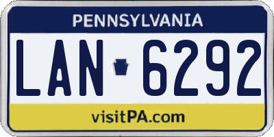 PA license plate LAN6292