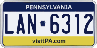 PA license plate LAN6312