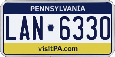 PA license plate LAN6330