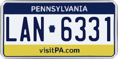 PA license plate LAN6331