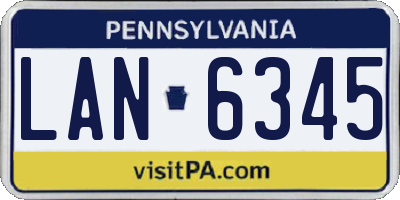 PA license plate LAN6345