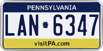 PA license plate LAN6347