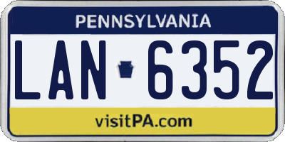 PA license plate LAN6352