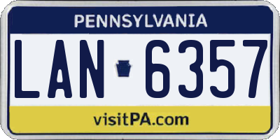 PA license plate LAN6357