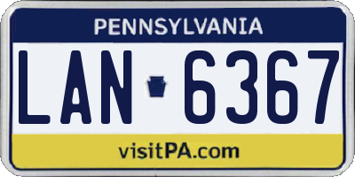 PA license plate LAN6367