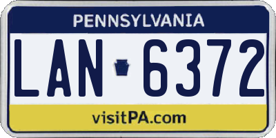 PA license plate LAN6372