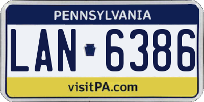 PA license plate LAN6386
