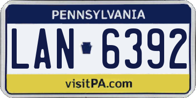 PA license plate LAN6392