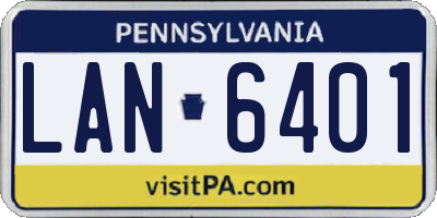 PA license plate LAN6401