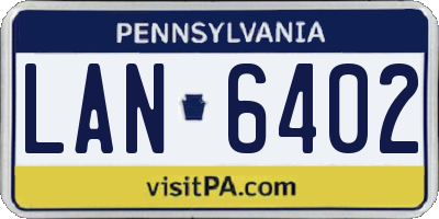 PA license plate LAN6402
