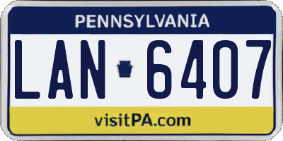 PA license plate LAN6407