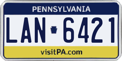 PA license plate LAN6421
