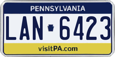 PA license plate LAN6423