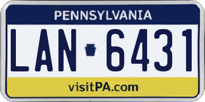 PA license plate LAN6431