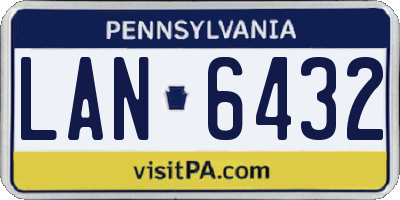 PA license plate LAN6432