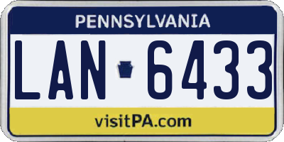 PA license plate LAN6433