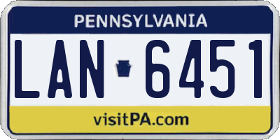 PA license plate LAN6451