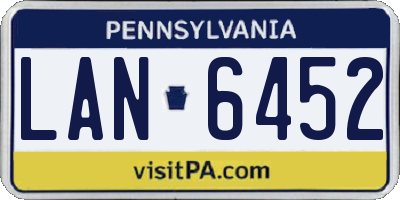 PA license plate LAN6452