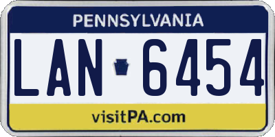 PA license plate LAN6454